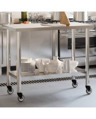 Table de travail de cuisine avec roues 110x55x85 cm inox | Mobilier & Déco