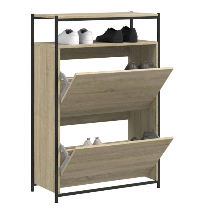Armoire à chaussures chêne sonoma 75x34x112cm bois d'ingénierie | Mobilier & Déco