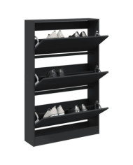 Armoire à chaussures noir 80x21x125,5 cm bois d'ingénierie | Mobilier & Déco