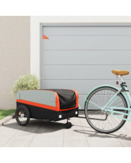 Remorque de vélo noir et orange 45 kg fer | Mobilier & Déco