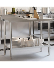Table de travail de cuisine avec dosseret 110x55x93 cm inox | Mobilier & Déco