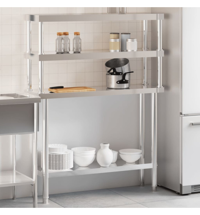 Table de travail de cuisine avec étagère 110x30x150 cm inox | Mobilier & Déco