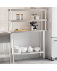 Table de travail de cuisine avec étagère 110x30x150 cm inox | Mobilier & Déco