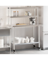 Table de travail de cuisine avec étagère 110x55x150 cm inox | Mobilier & Déco