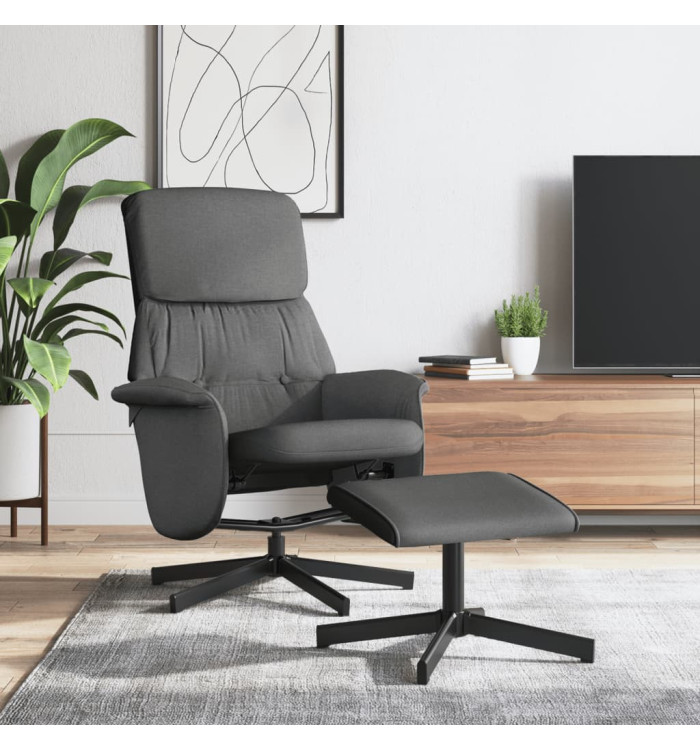 Fauteuil inclinable avec repose-pied gris foncé tissu | Mobilier & Déco