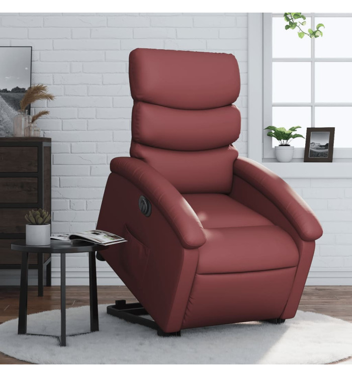 Fauteuil inclinable électrique rouge bordeaux similicuir | Mobilier & Déco