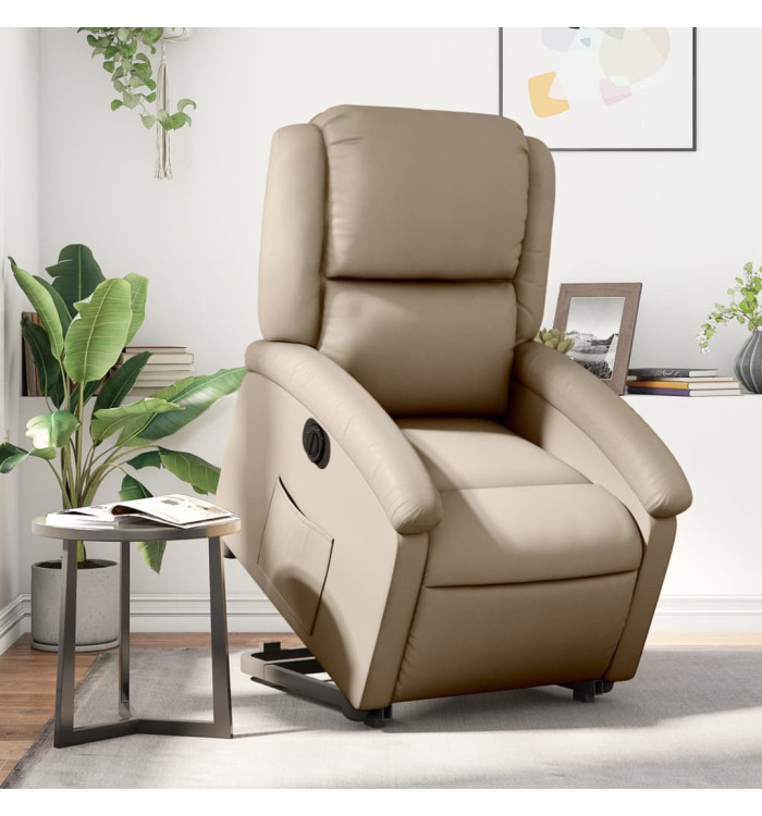 Fauteuil inclinable électrique cappuccino similicuir | Mobilier & Déco