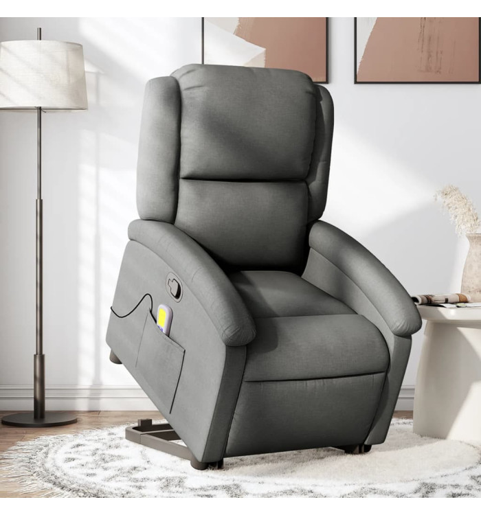 Fauteuil de massage inclinable Gris foncé Tissu | Mobilier & Déco
