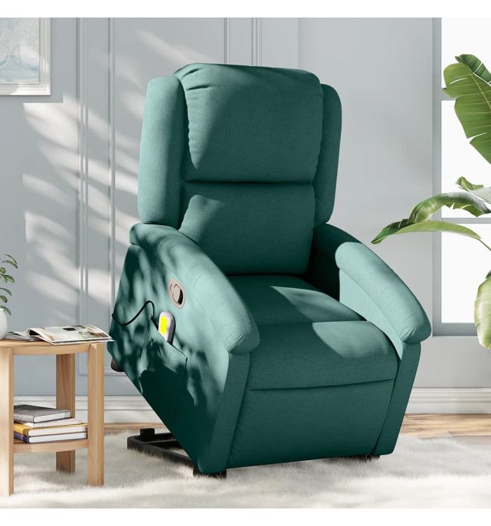 Fauteuil inclinable de massage Vert foncé Tissu | Mobilier & Déco