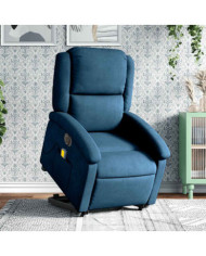 Fauteuil inclinable de massage électrique bleu velours | Mobilier & Déco