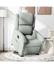Fauteuil inclinable électrique gris clair velours | Mobilier & Déco