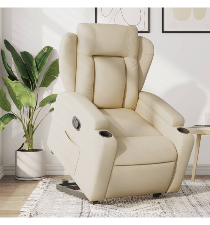 Fauteuil inclinable Crème Tissu | Mobilier & Déco