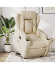 Fauteuil inclinable Crème Tissu | Mobilier & Déco