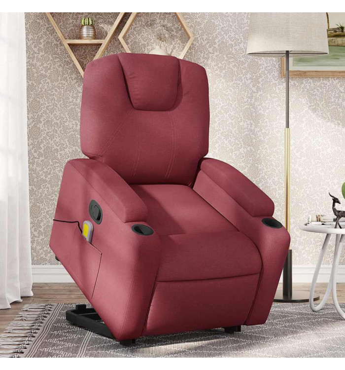 Fauteuil inclinable de massage Rouge bordeaux Tissu | Mobilier & Déco
