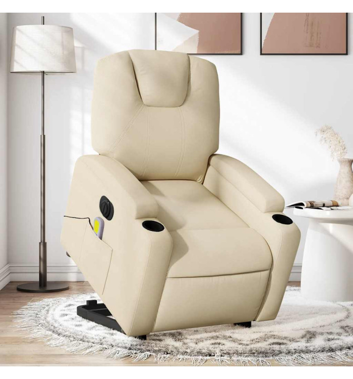 Fauteuil inclinable de massage électrique Crème Tissu | Mobilier & Déco