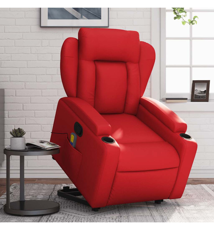 Fauteuil inclinable de massage Rouge Similicuir | Mobilier & Déco