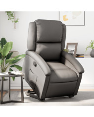 Fauteuil inclinable gris cuir véritable | Mobilier & Déco