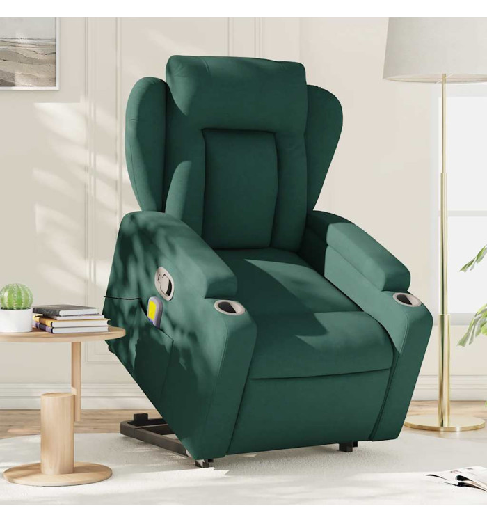 Fauteuil inclinable de massage Vert foncé Tissu | Mobilier & Déco