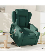 Fauteuil inclinable de massage Vert foncé Tissu | Mobilier & Déco