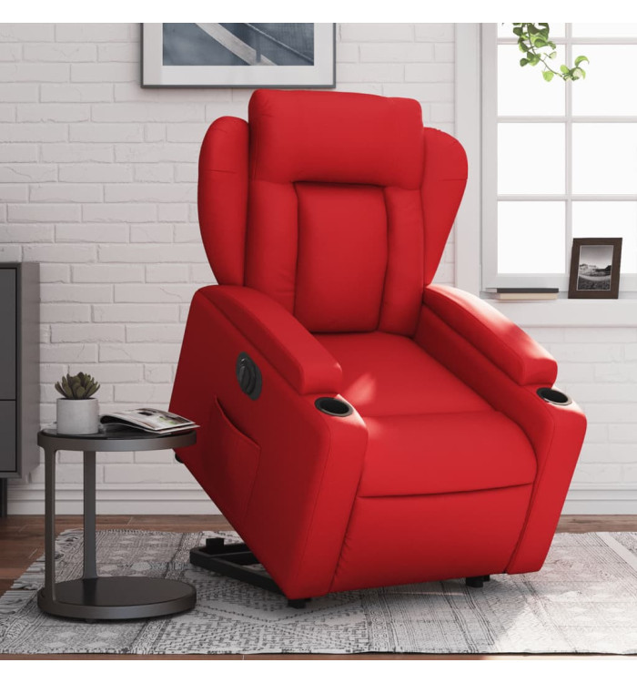 Fauteuil inclinable électrique rouge similicuir | Mobilier & Déco
