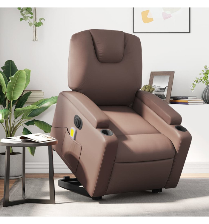Fauteuil inclinable de massage électrique marron similicuir | Mobilier & Déco