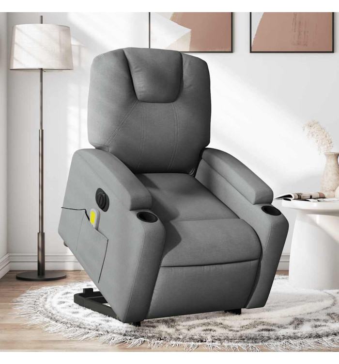 Fauteuil inclinable de massage électrique Gris foncé Tissu | Mobilier & Déco