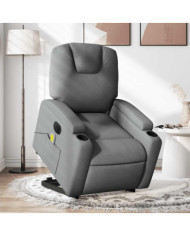 Fauteuil inclinable de massage électrique Gris foncé Tissu | Mobilier & Déco