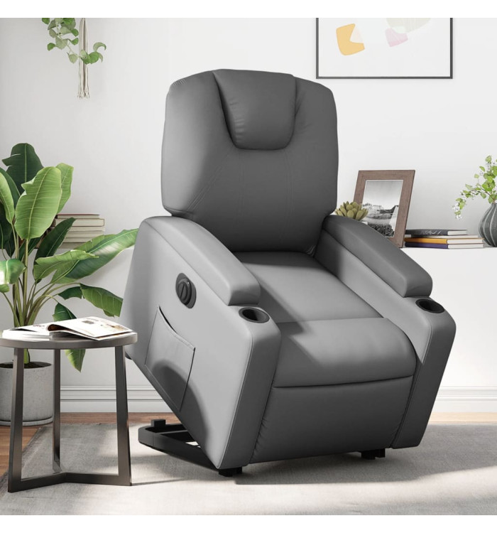 Fauteuil inclinable électrique gris similicuir | Mobilier & Déco