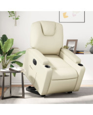 Fauteuil inclinable électrique crème similicuir | Mobilier & Déco
