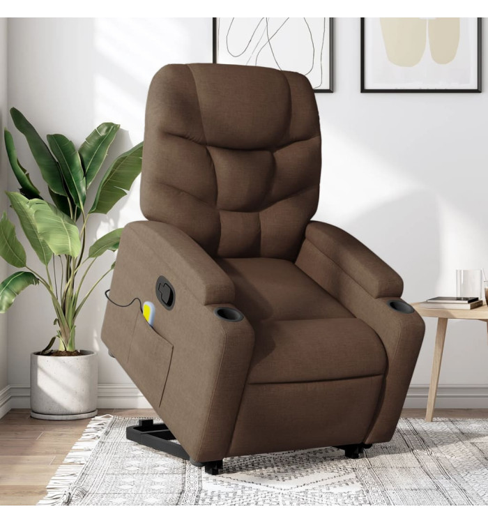 Fauteuil de massage inclinable Marron Tissu | Mobilier & Déco