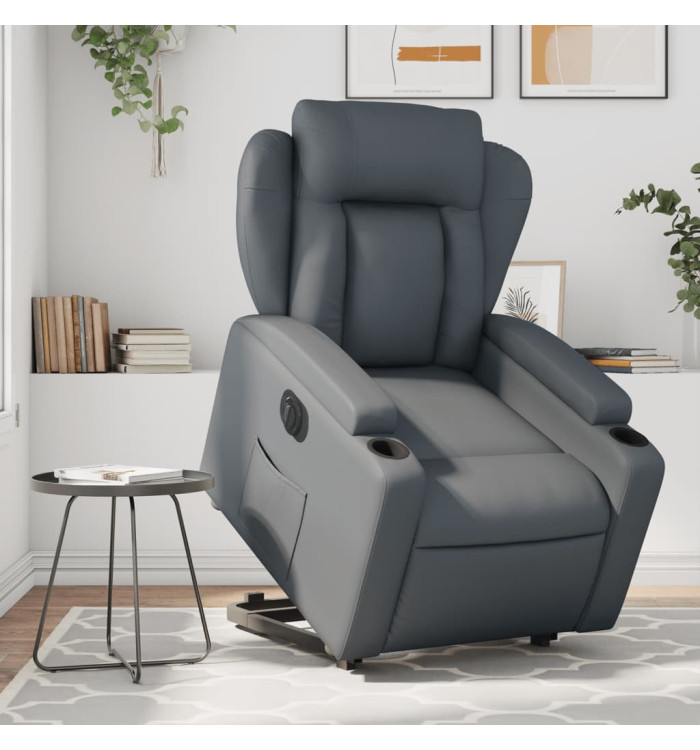 Fauteuil inclinable électrique gris similicuir | Mobilier & Déco