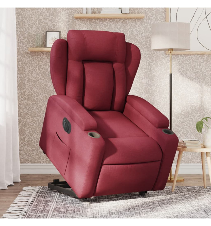 Fauteuil inclinable électrique rouge bordeaux tissu | Mobilier & Déco