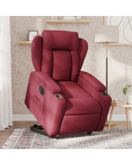 Fauteuil inclinable électrique rouge bordeaux tissu | Mobilier & Déco