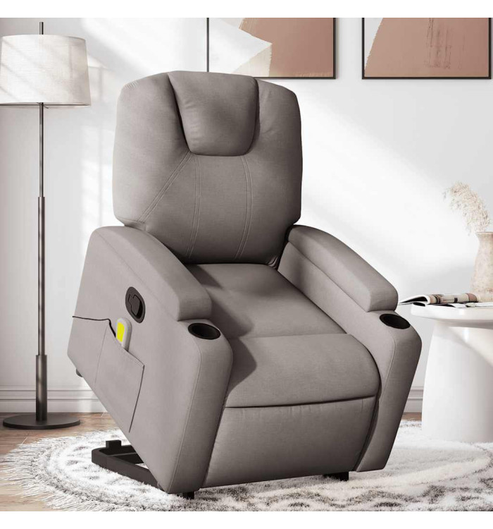 Fauteuil inclinable de massage Taupe Tissu | Mobilier & Déco