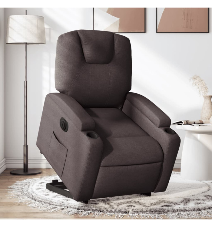 Fauteuil inclinable électrique marron foncé tissu | Mobilier & Déco