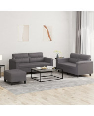 Ensemble de canapés 3 pcs avec coussins Gris Similicuir | Mobilier & Déco