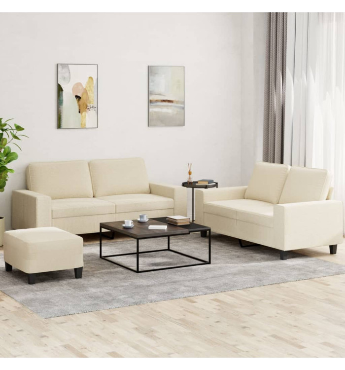 Ensemble de canapés 3 pcs crème tissu | Mobilier & Déco