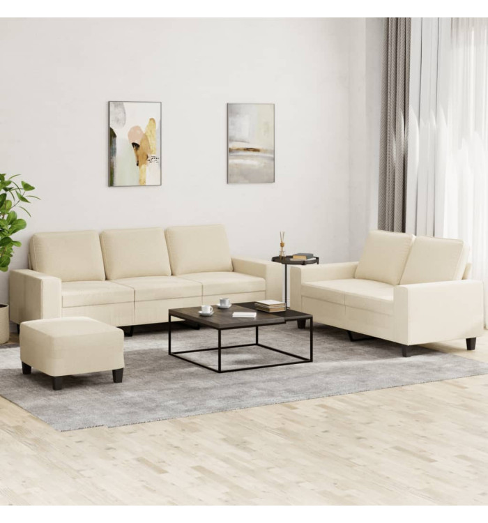 Ensemble de canapés 3 pcs crème tissu | Mobilier & Déco