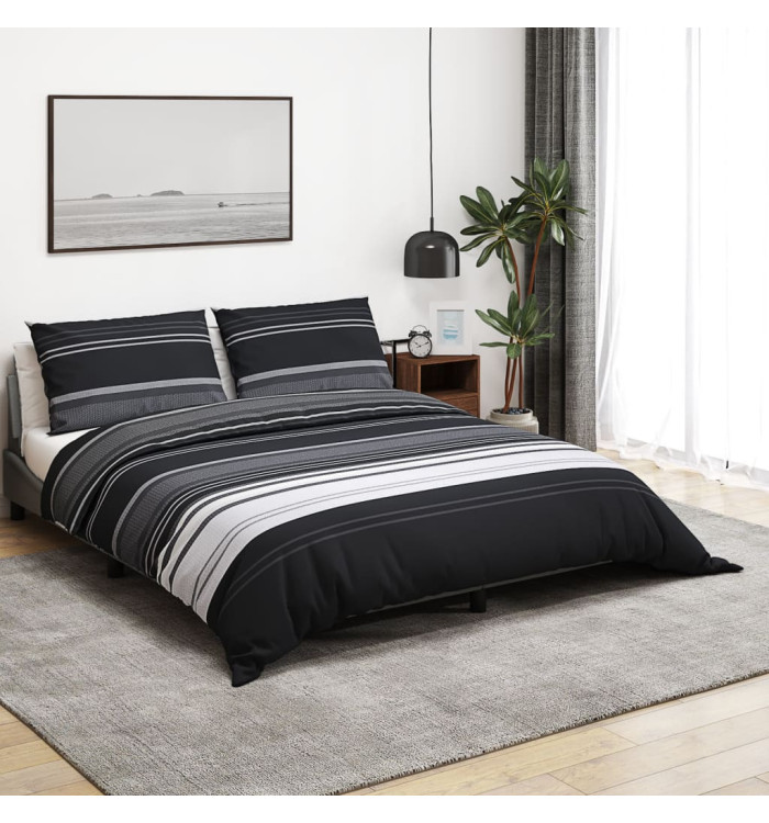 Ensemble de housse de couette noir et blanc 200x200 cm Coton | Mobilier & Déco