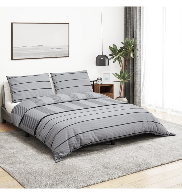 Ensemble de housse de couette Gris 155x220 cm Coton | Mobilier & Déco