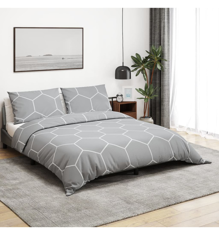 Ensemble de housse de couette Gris 135x200 cm Coton | Mobilier & Déco