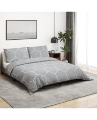 Ensemble de housse de couette Gris 135x200 cm Coton | Mobilier & Déco