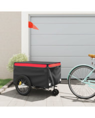 Remorque de vélo noir et rouge 45 kg fer | Mobilier & Déco