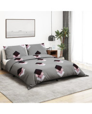 Ensemble de housse de couette Gris 225x220 cm Coton | Mobilier & Déco