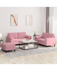 Ensemble de canapés 3 pcs avec coussins rose velours | Mobilier & Déco