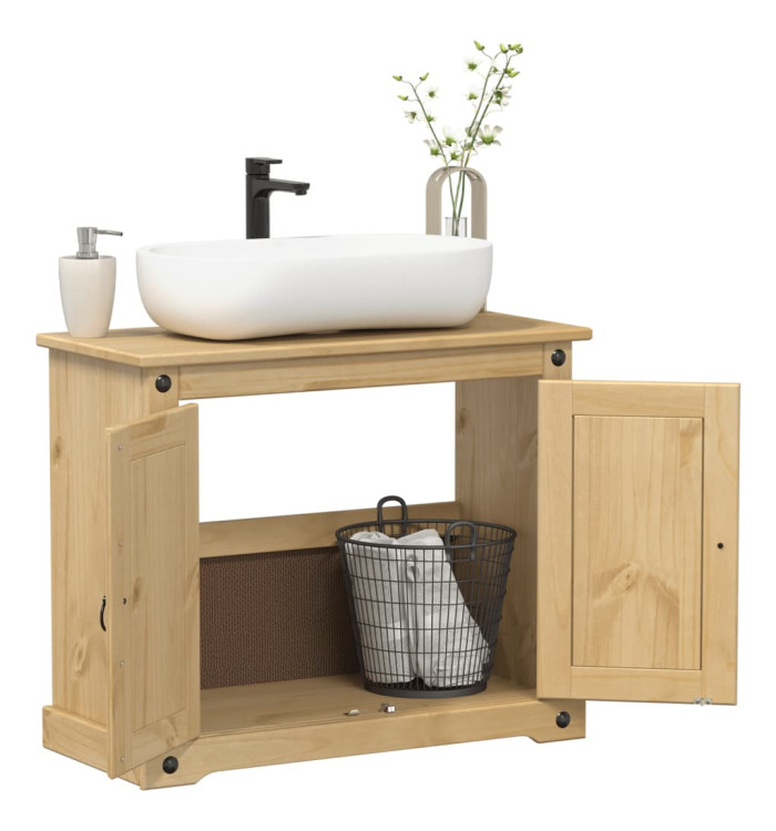 Armoire lavabo de salle de bain Corona bois de pin massif | Mobilier & Déco