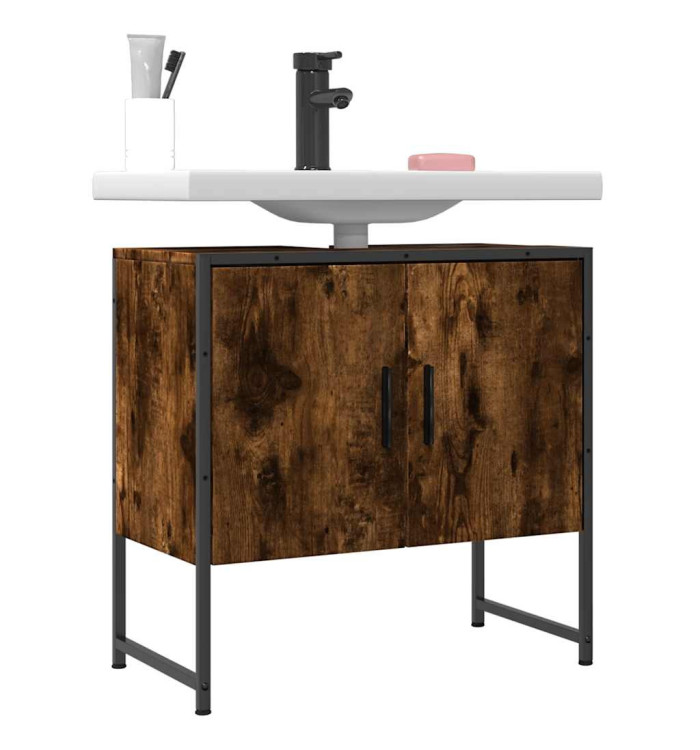 Armoire lavabo de salle de bain chêne fumé 60x33x60 cm | Mobilier & Déco