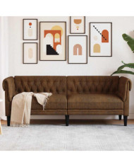 Canapé Chesterfield 3 places marron tissu | Mobilier & Déco