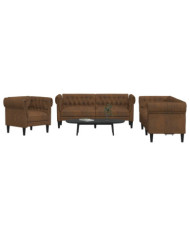 Ensemble de canapés 3 pcs marron tissu | Mobilier & Déco