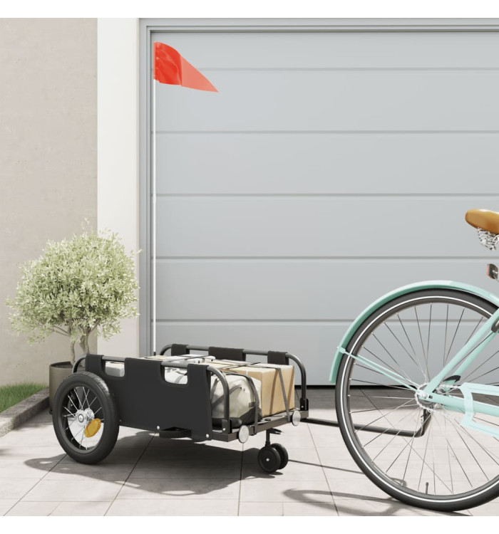Remorque de vélo noir tissu oxford et fer | Mobilier & Déco